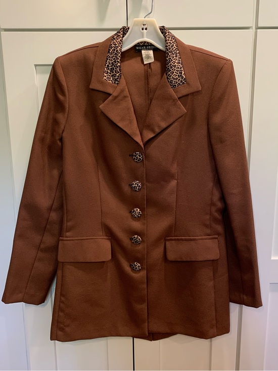 Wear Abouts Jackets & Blazers - VTG Wear Abouts Brown Leopard Print Blazer Women's 8 Retro 1990s Office Academia